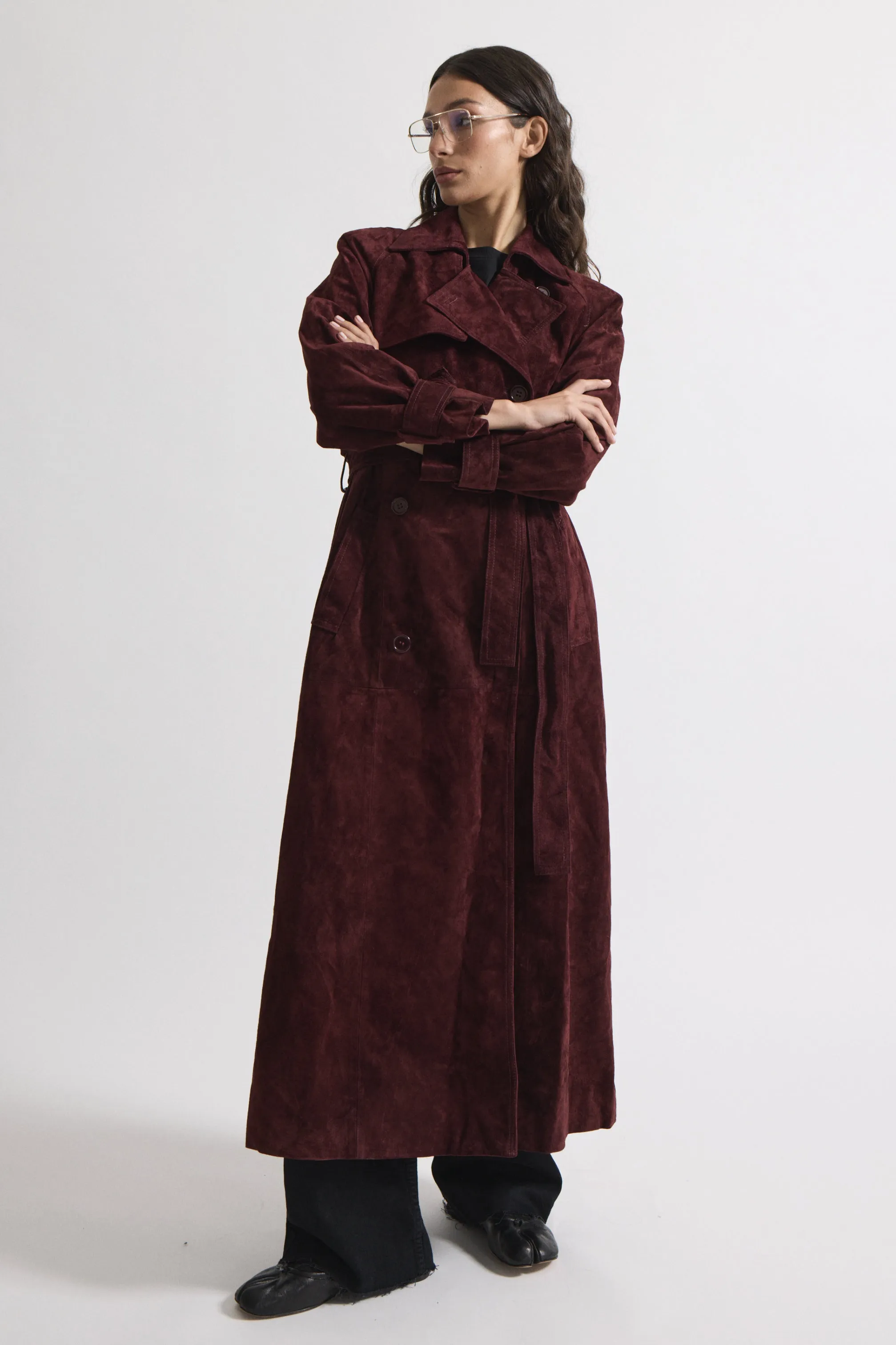 Corrin Suede Trench sold by DUCIE