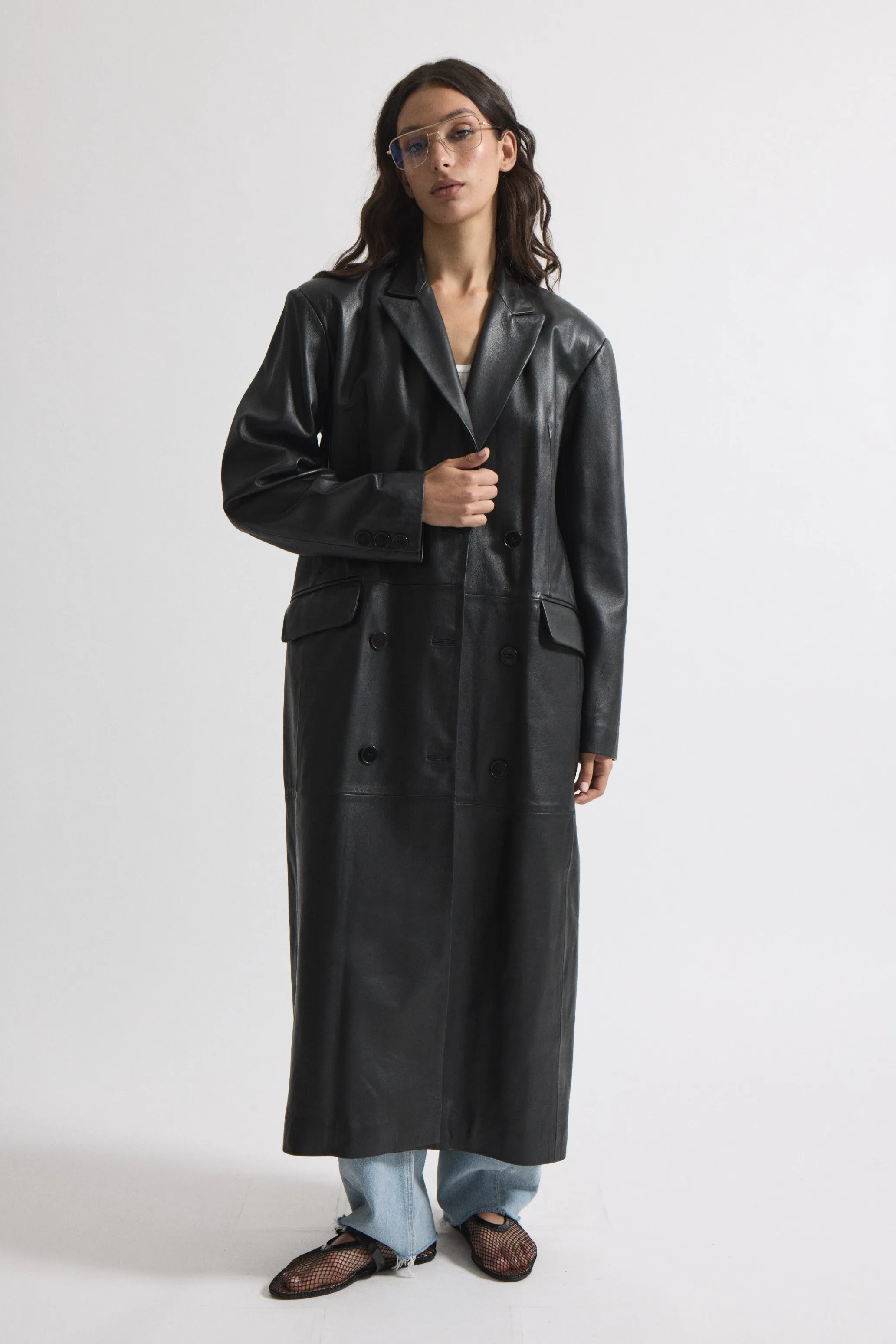 Aggie Leather Trench sold by DUCIE
