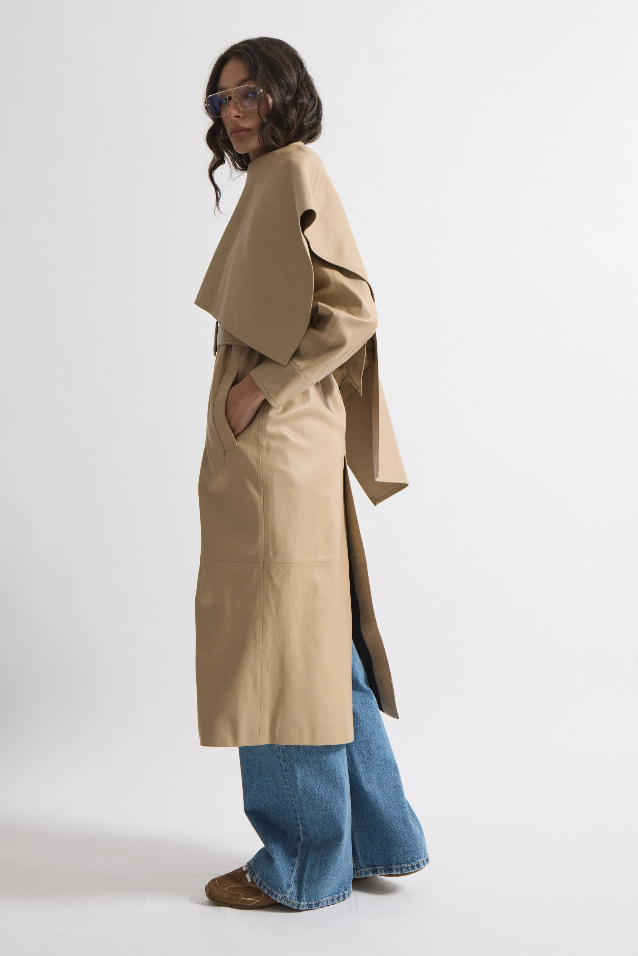 Nina Leather Coat sold by DUCIE product image thumbnail 3