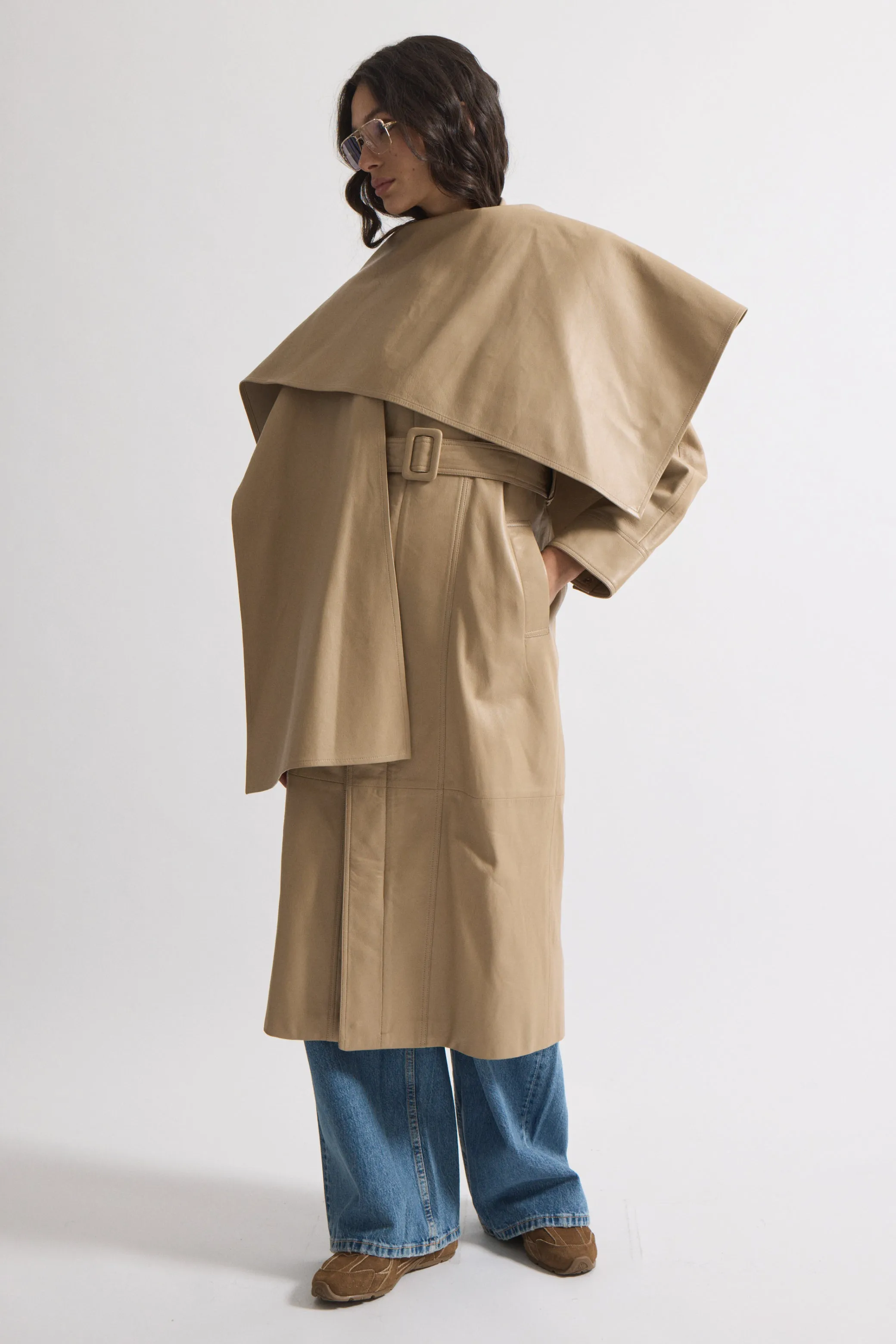 Nina Leather Coat sold by DUCIE