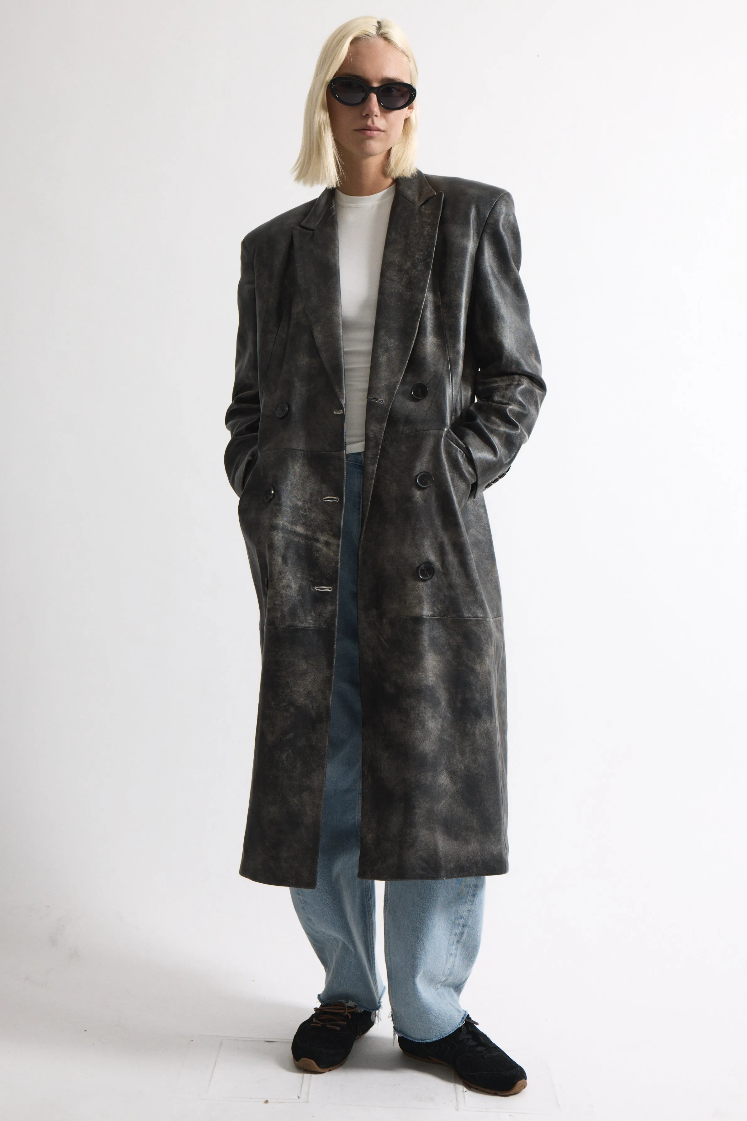 Aggie Distressed Leather Coat sold by DUCIE product image thumbnail 2