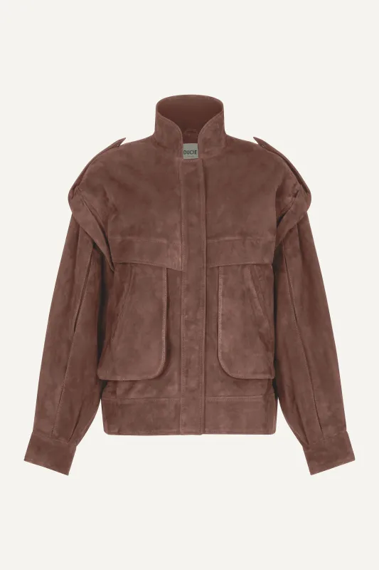 Frida Suede Bomber sold by DUCIE