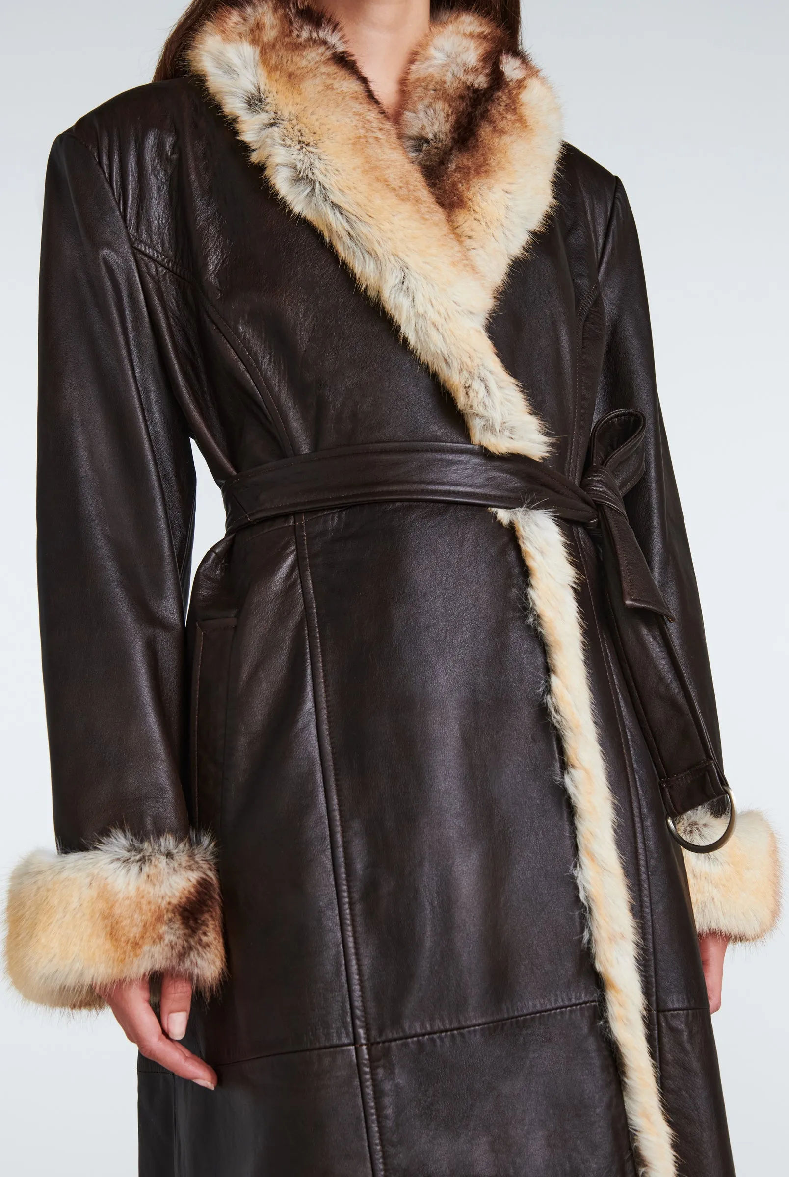 Freya Leather and Faux Fur Coat sold by DUCIE product image thumbnail 2
