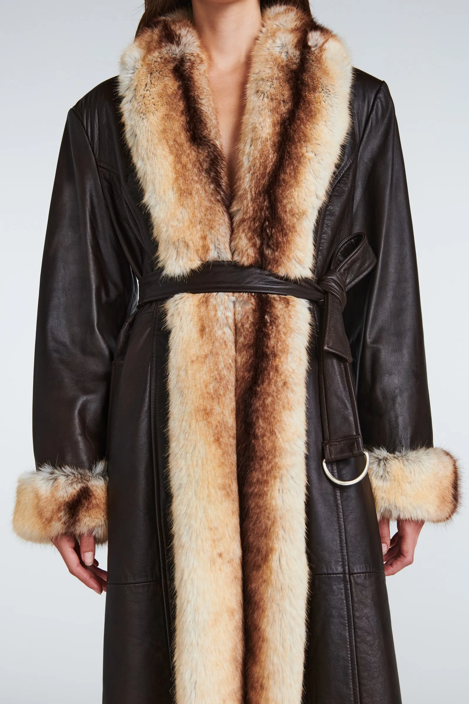 Freya Leather and Faux Fur Coat sold by DUCIE product image thumbnail 3