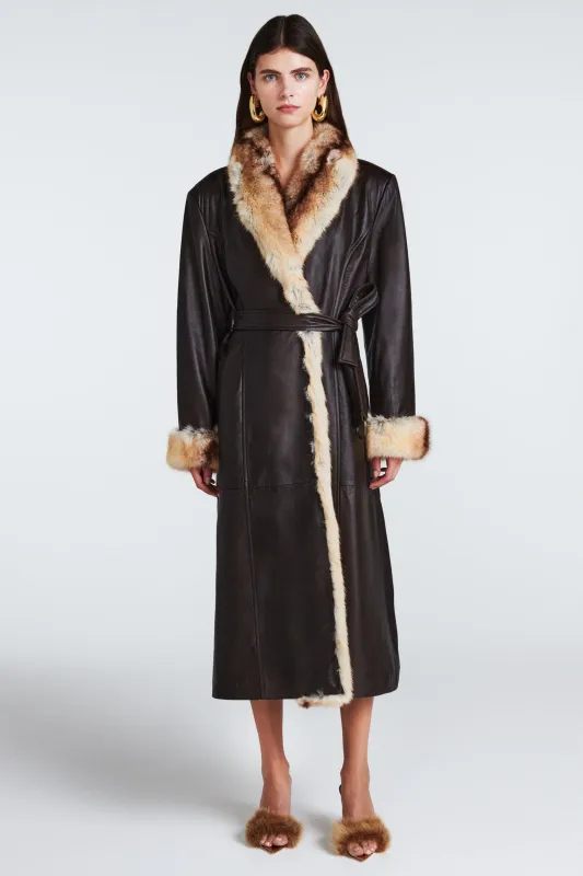 Freya Leather and Faux Fur Coat sold by DUCIE