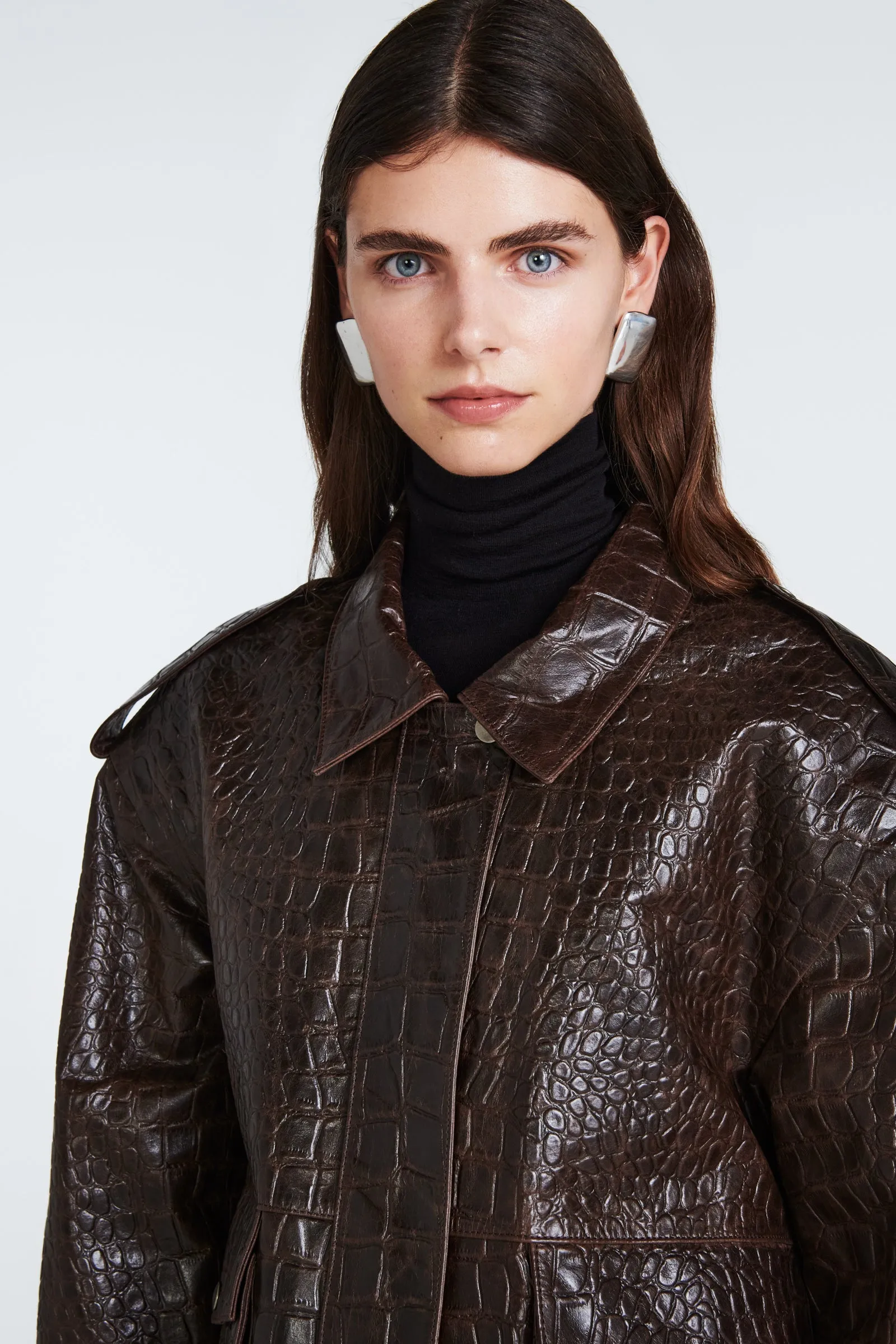 Opal Croc Leather Jacket sold by DUCIE product image thumbnail 4