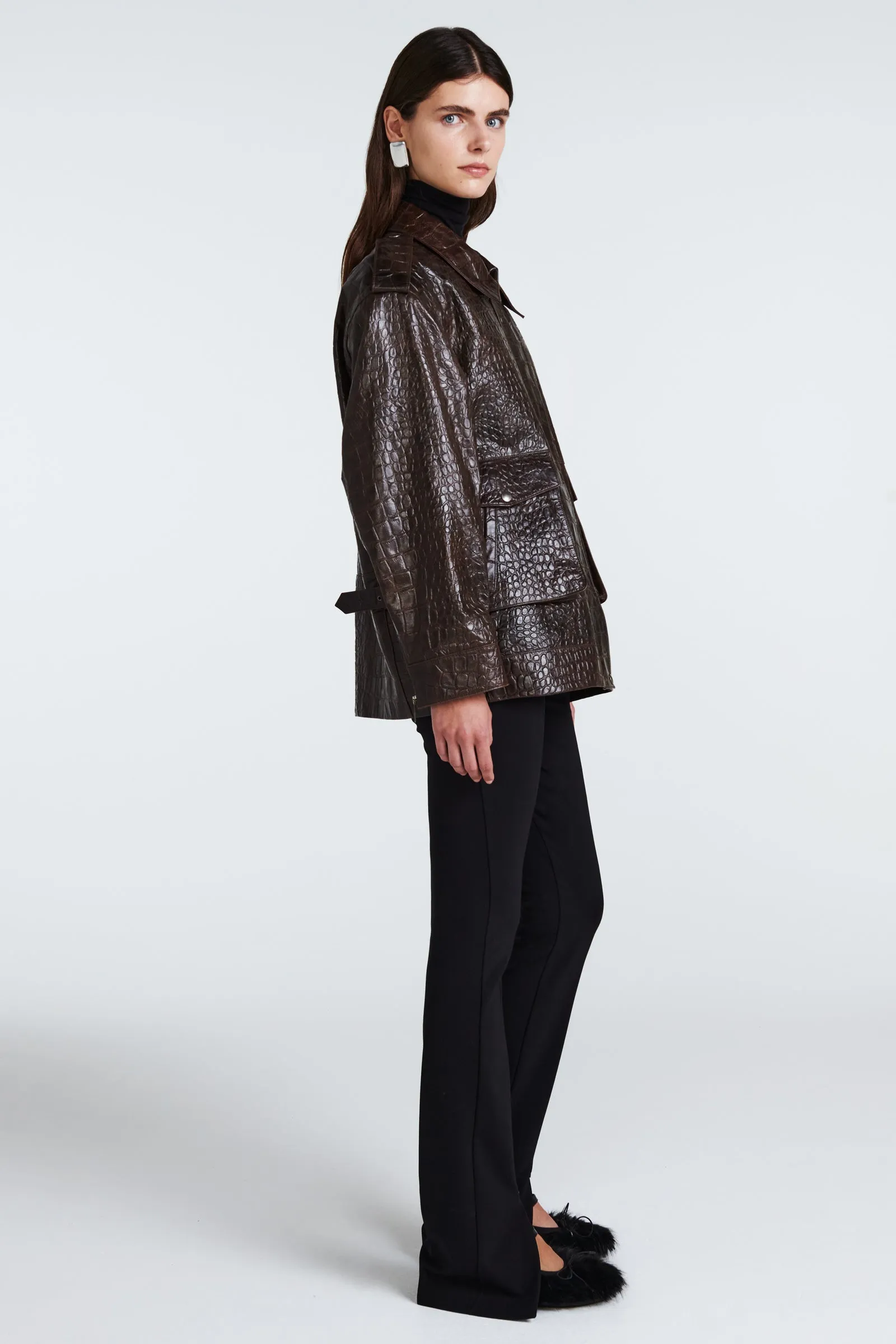 Opal Croc Leather Jacket sold by DUCIE product image thumbnail 5