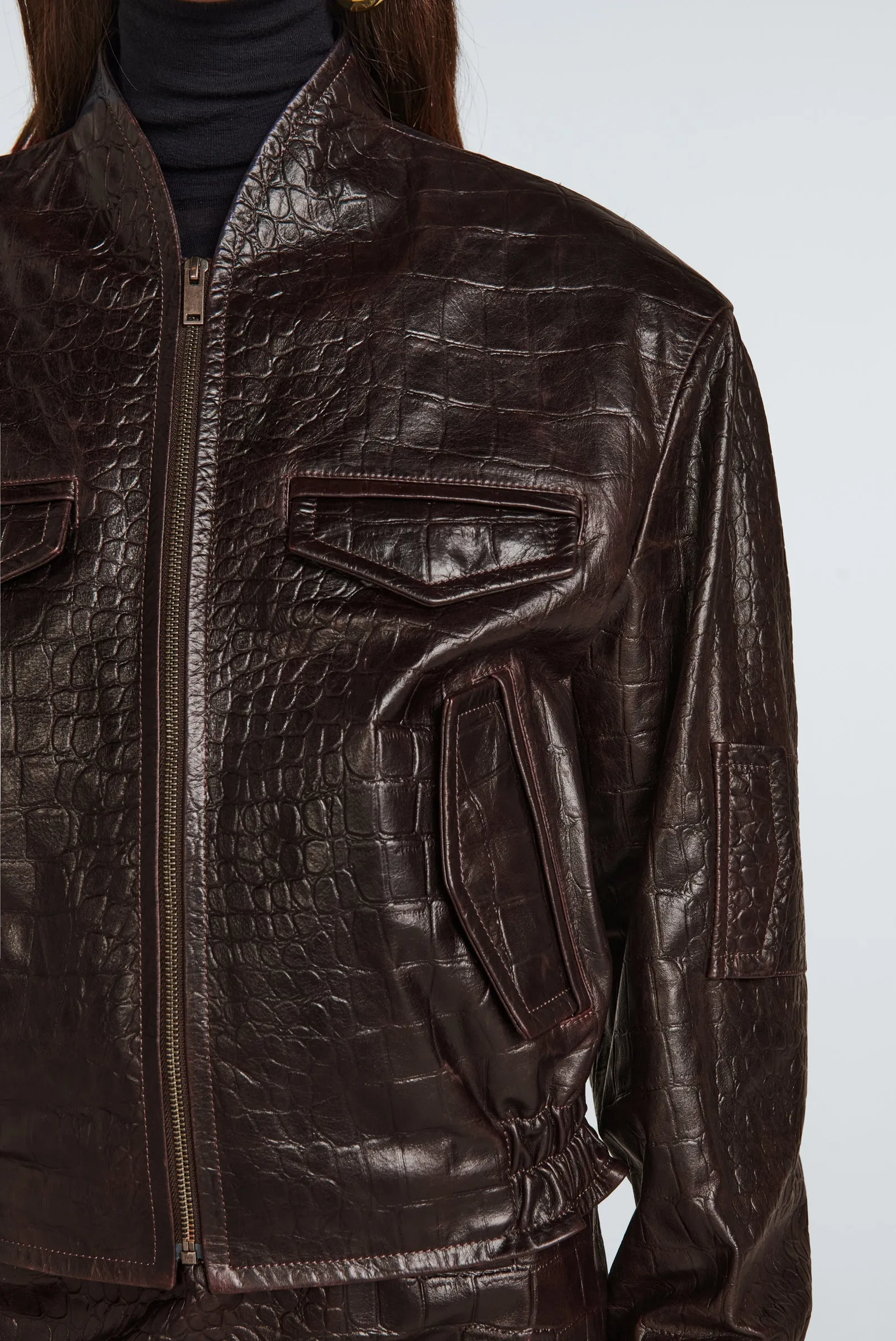 Frankie Croc Leather Bomber sold by DUCIE product image thumbnail 2