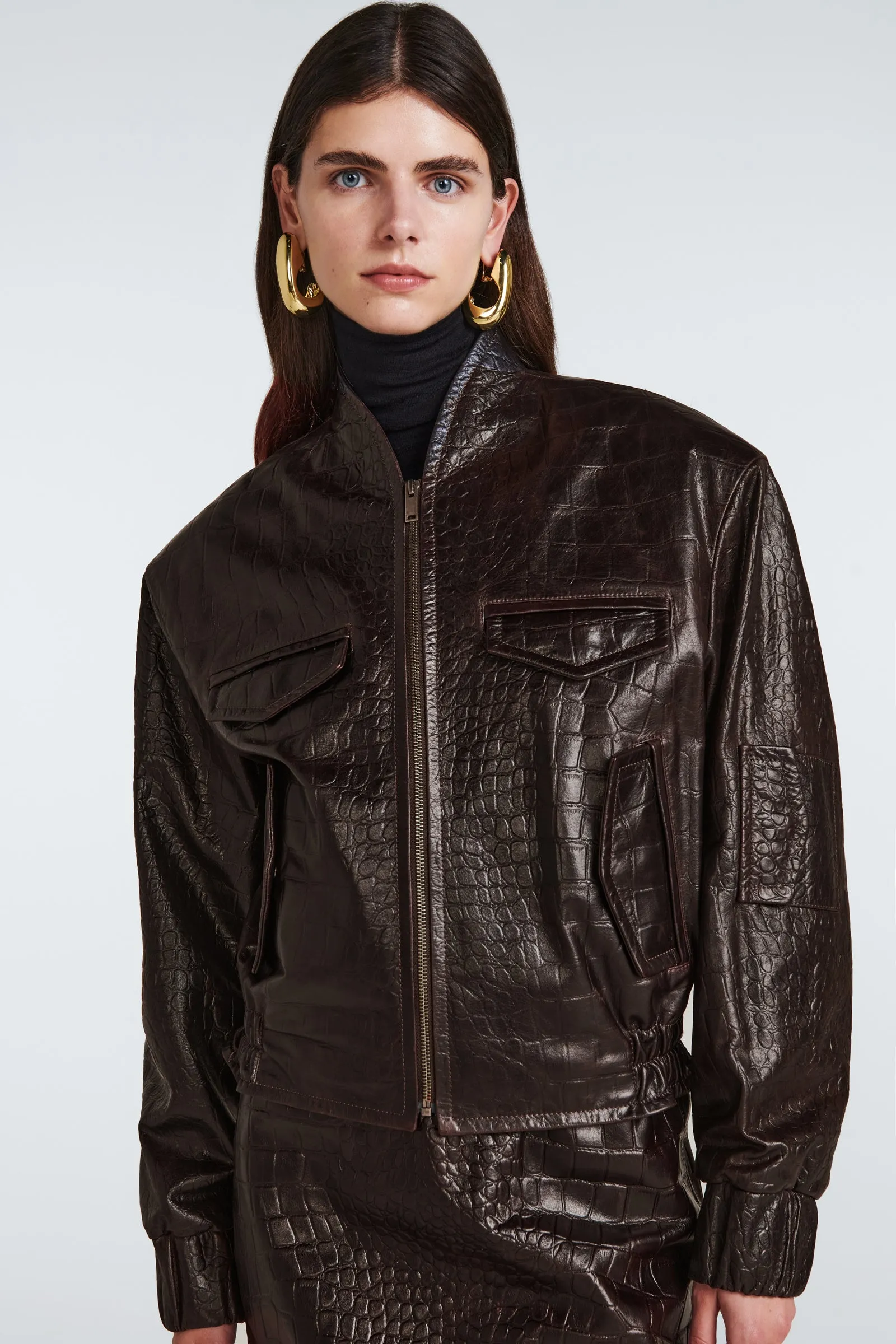 Frankie Croc Leather Bomber sold by DUCIE product image thumbnail 3
