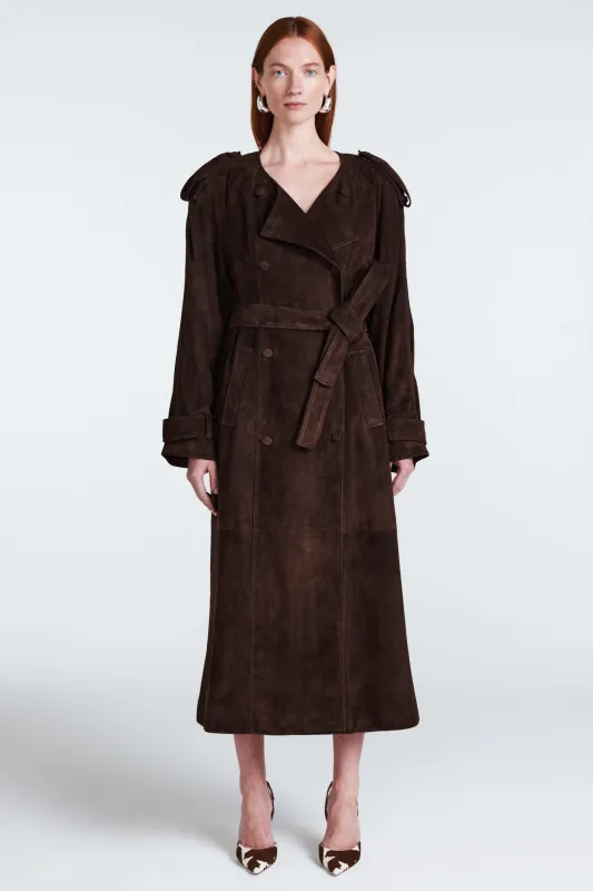 Klarissa Suede Trench Coat sold by DUCIE
