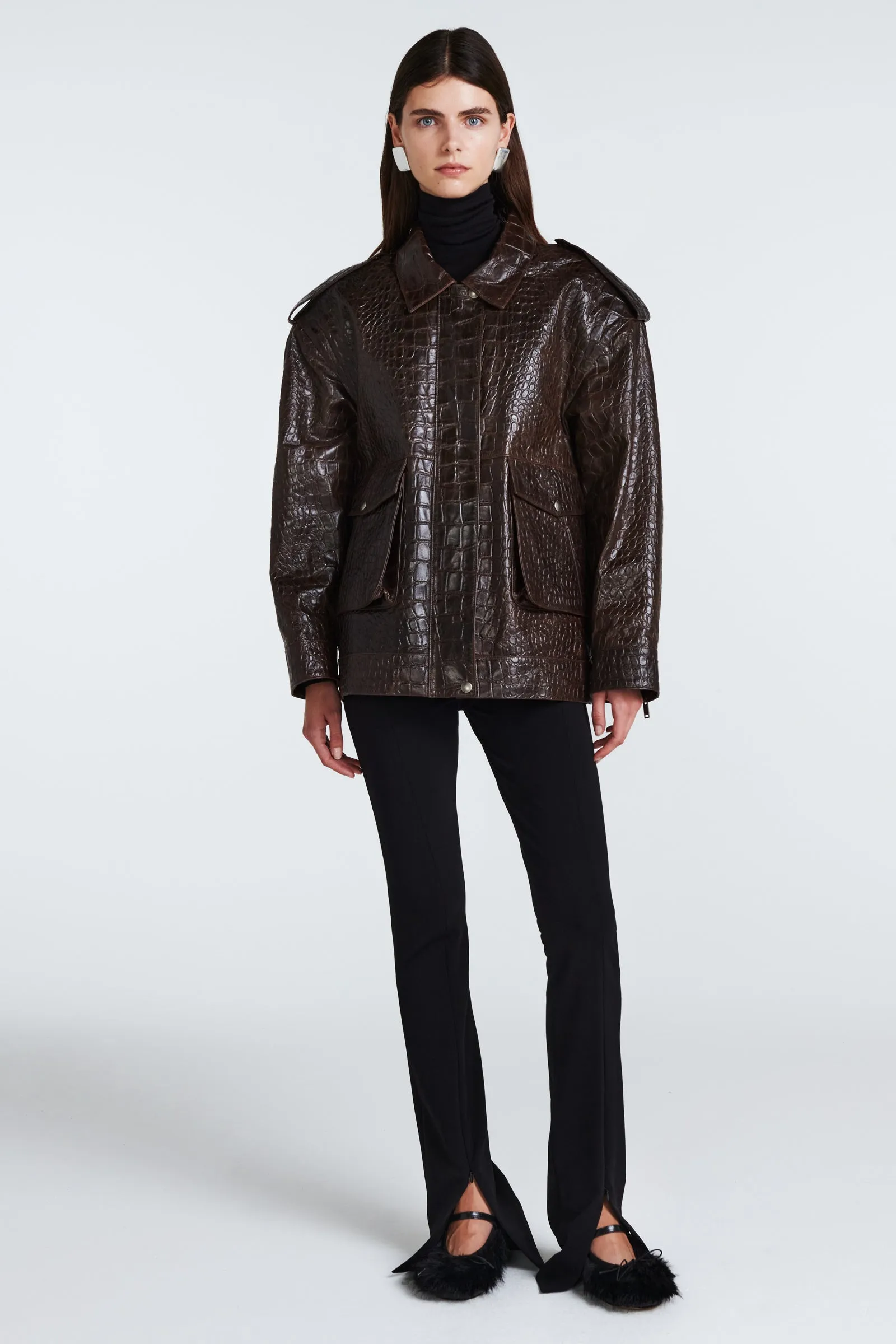 Opal Croc Leather Jacket sold by DUCIE product image thumbnail 2
