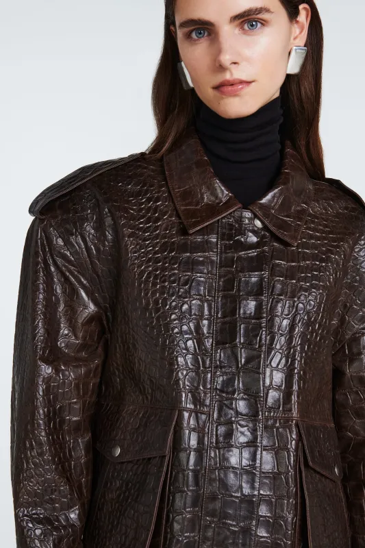 Opal Croc Leather Jacket sold by DUCIE