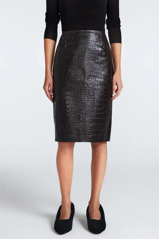 Chloe Croc Leather Skirt sold by DUCIE