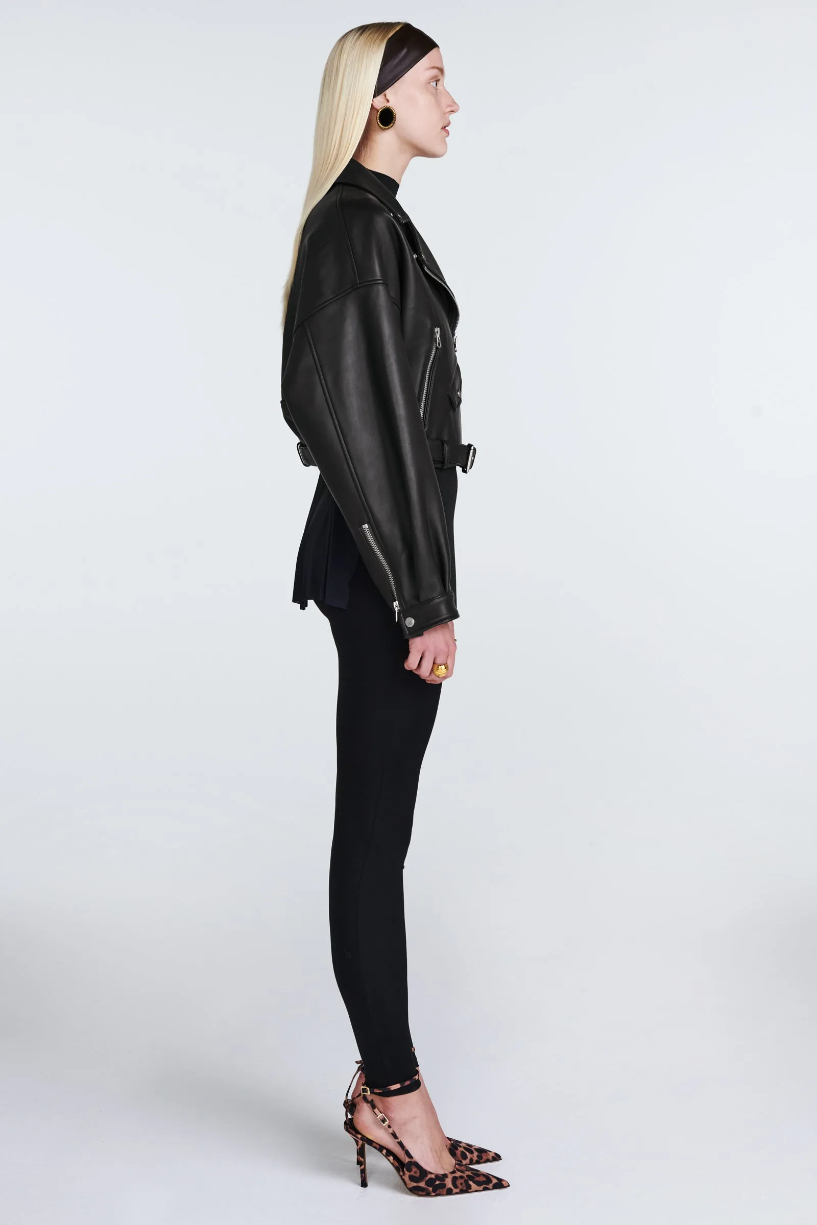 Tanya Leather Biker Jacket sold by DUCIE product image thumbnail 5