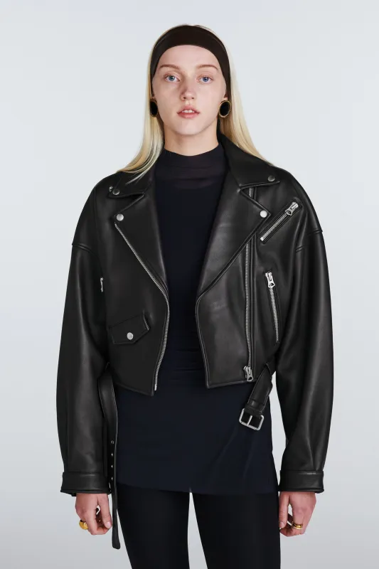 Tanya Leather Biker Jacket sold by DUCIE