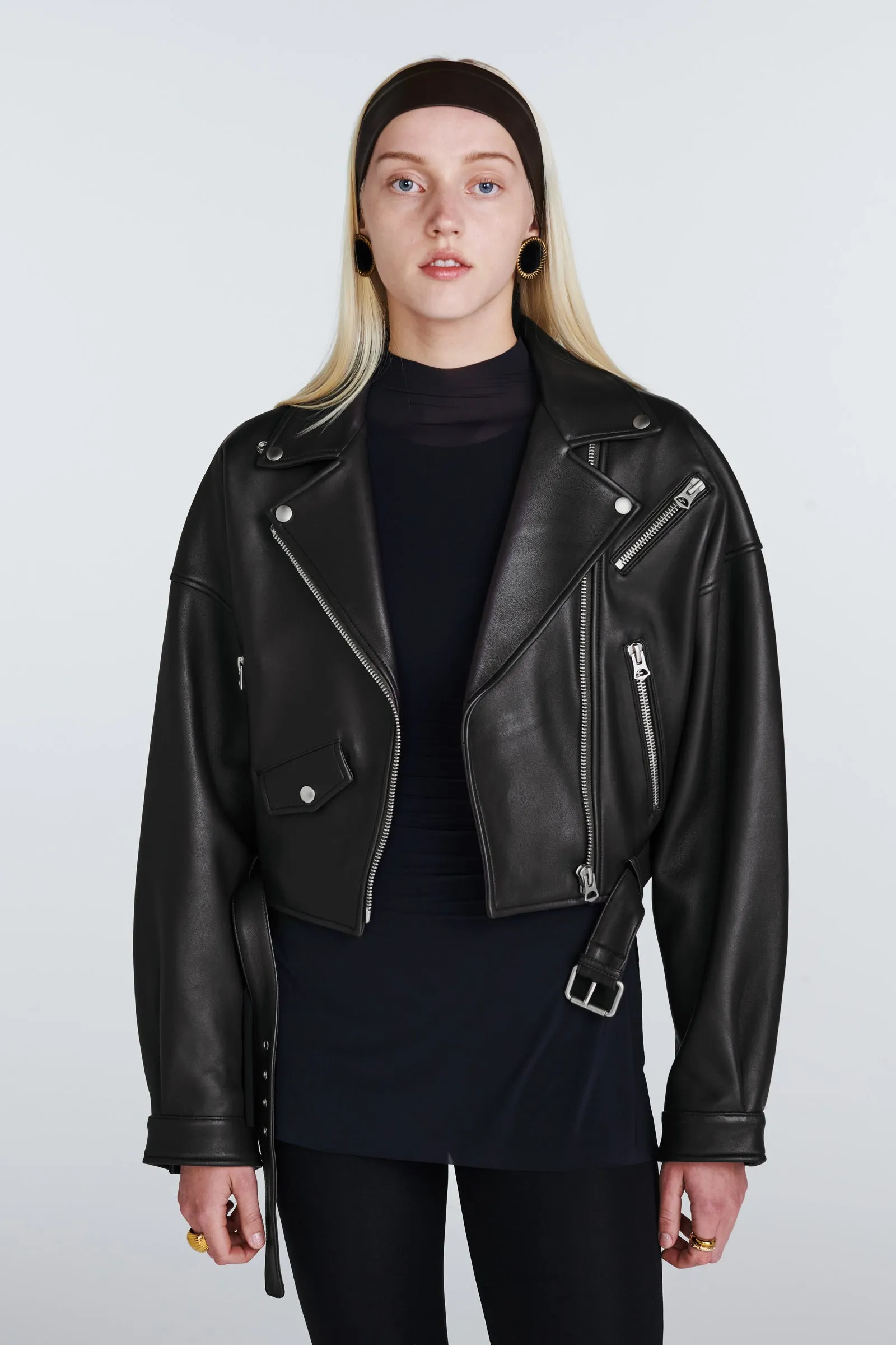 Tanya Leather Biker Jacket sold by DUCIE