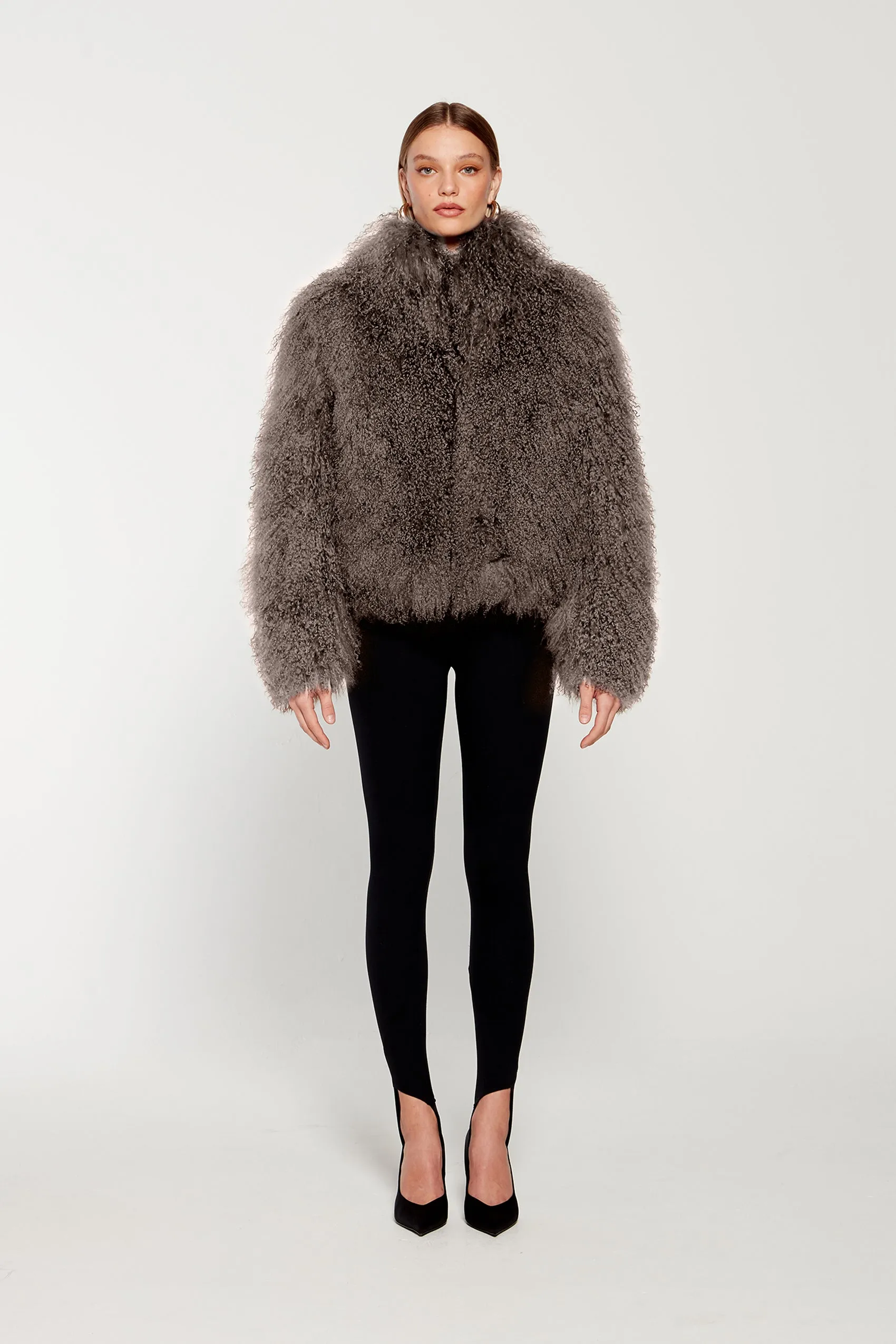 Rochelle Shearling Coat - Mushroom (W/S) RRP £600 sold by DUCIE