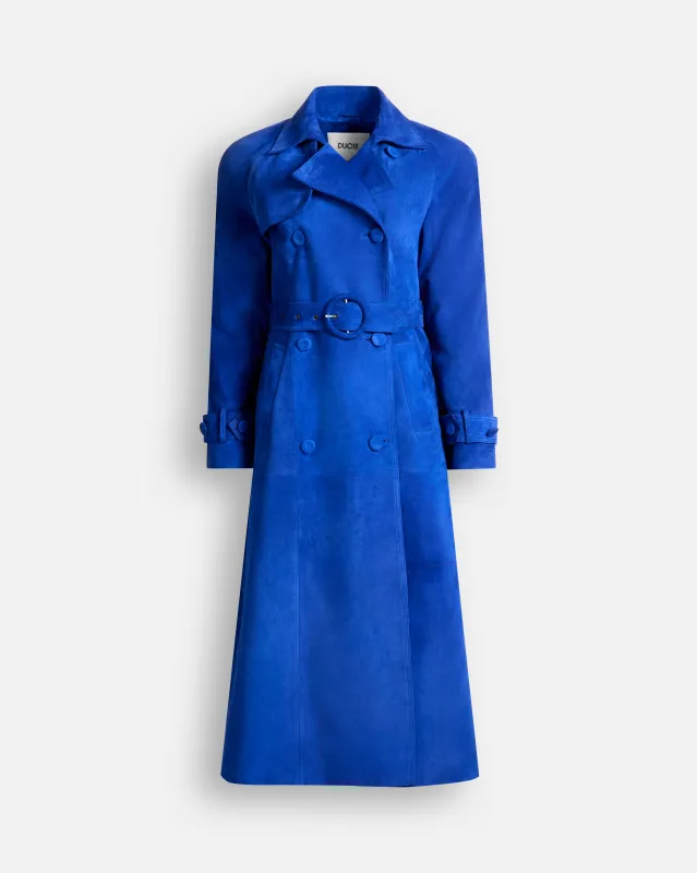 Corrin Suede Trench Coat made by DUCIE