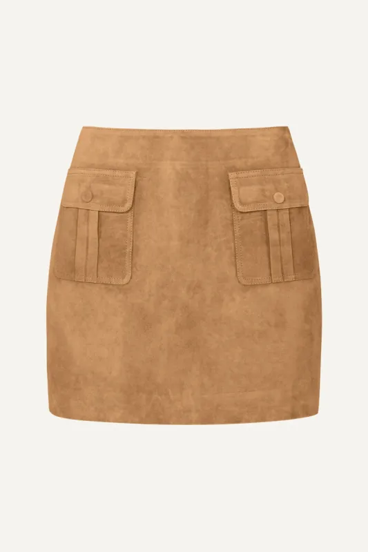 Hayla Suede Leather Skirt - Sand (W/S) RRP £410 sold by DUCIE
