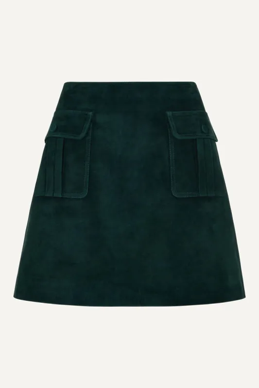 Hayla Suede Leather Skirt - Green (W/S) RRP £410 sold by DUCIE
