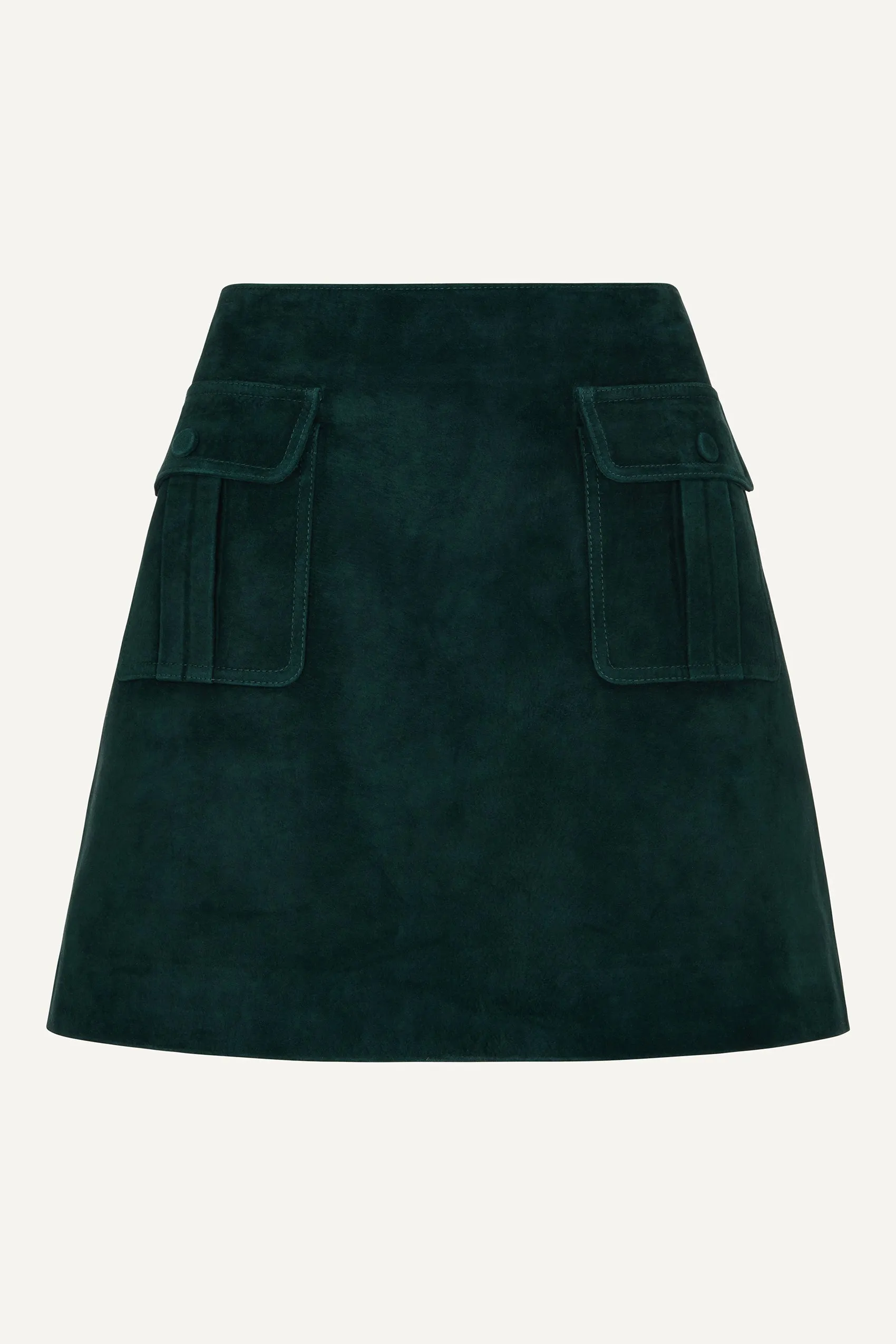 Hayla Suede Leather Skirt - Green (W/S) RRP £410 sold by DUCIE