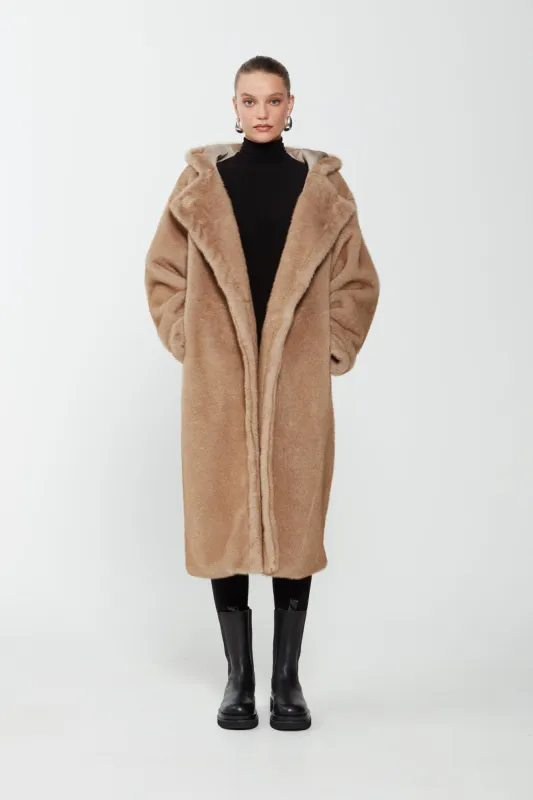 Maxim Faux Hooded Coat sold by DUCIE