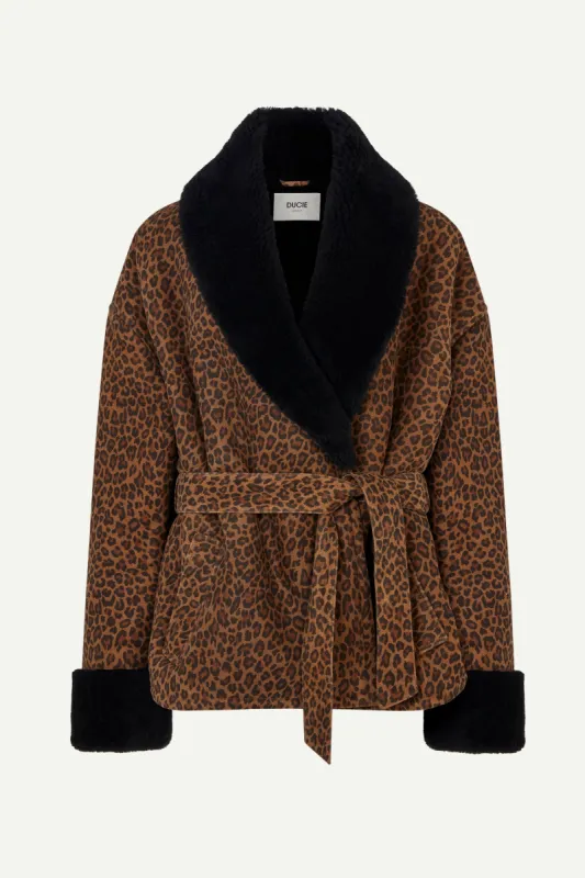 Elsa Suede/ Shearling Jacket- Leopard (W/S) RRP £1,055 sold by DUCIE