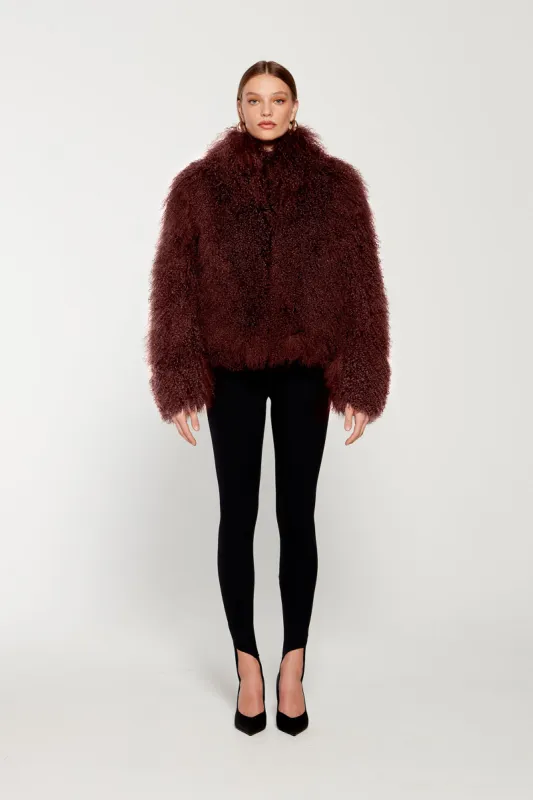 Rochelle Shearling Coat - Claret (W/S) RRP £600 sold by DUCIE