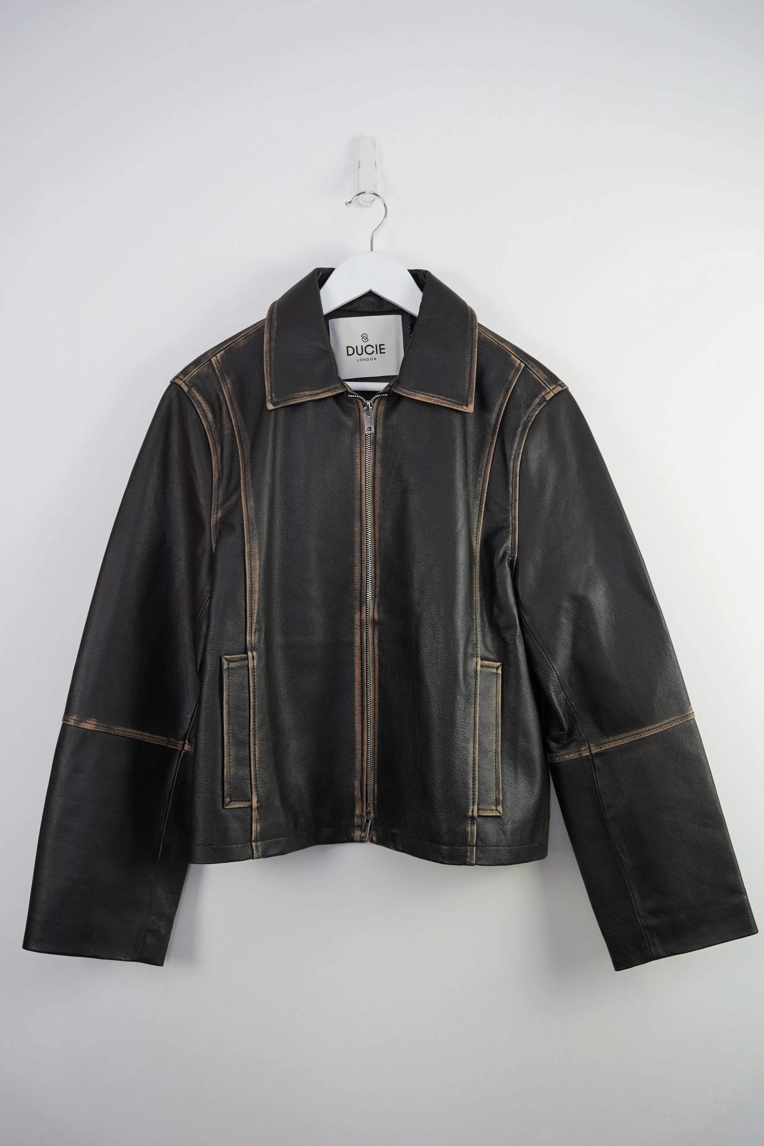GIA DISTRESSED LEATHER JACKET sold by DUCIE product image thumbnail 2