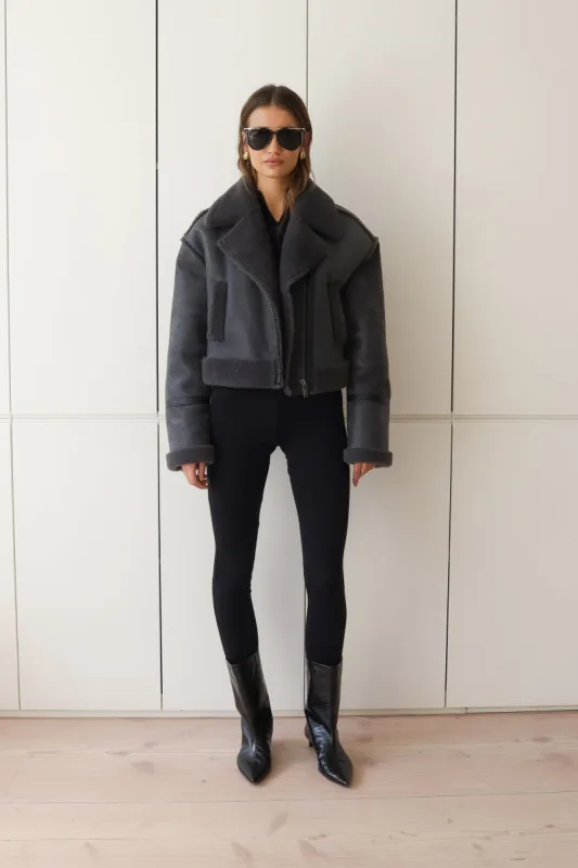 ELOISE CROPPED SHEARLING JACKET made by DUCIE