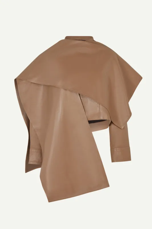 Naomi Leather Cape Jacket- Oak (W/S) RRP £972 sold by DUCIE