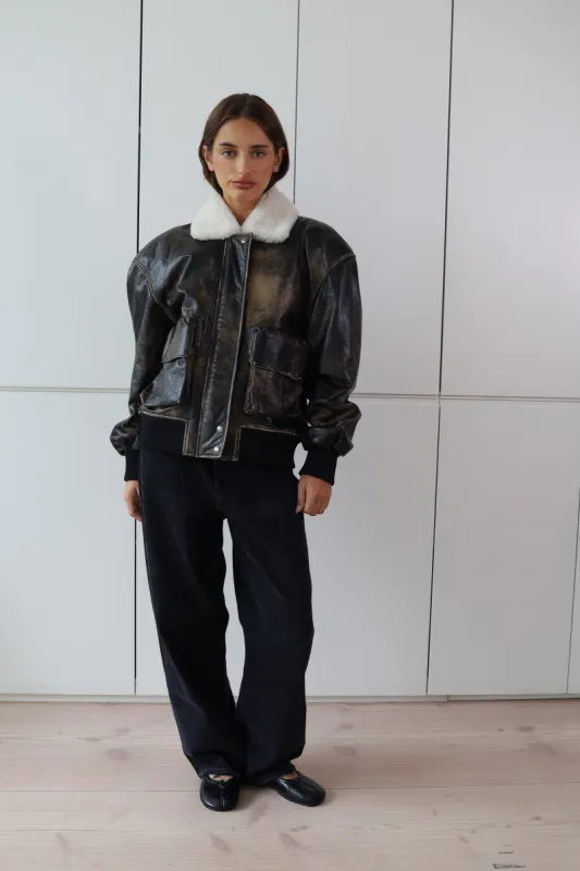 DARCY DISTRESSED LEATHER JACKET sold by DUCIE