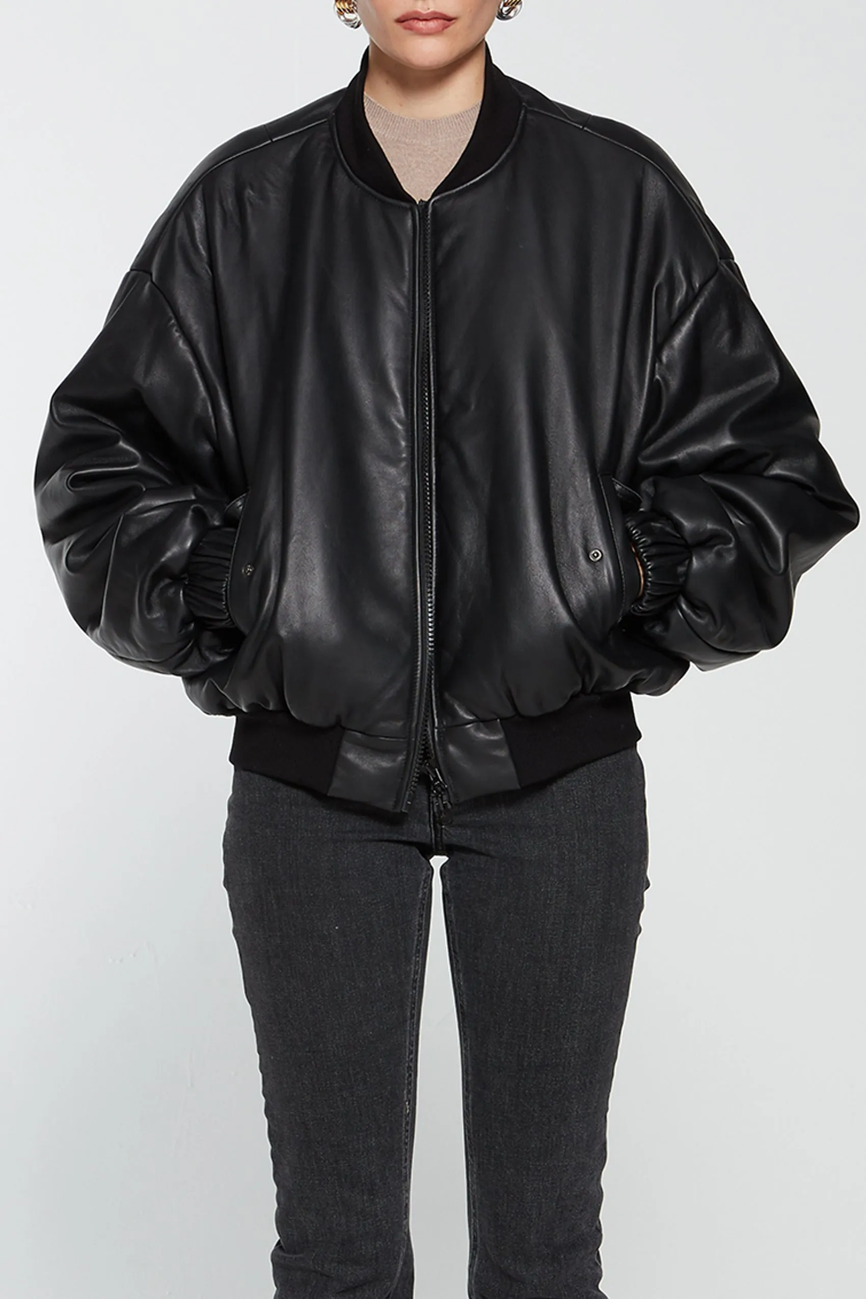 Gigi Leather Bomber Black - Genuine Leather (W/S) RRP £445 sold by DUCIE product image thumbnail 5