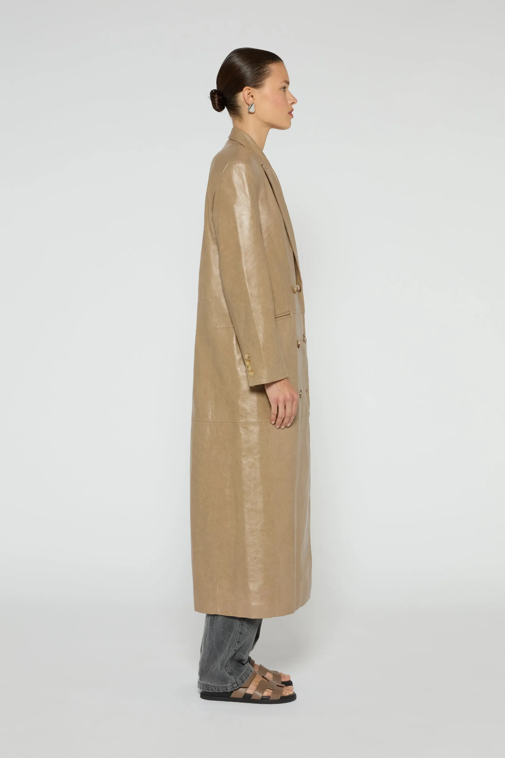 Aggie Distressed Leather Coat sold by DUCIE product image thumbnail 3