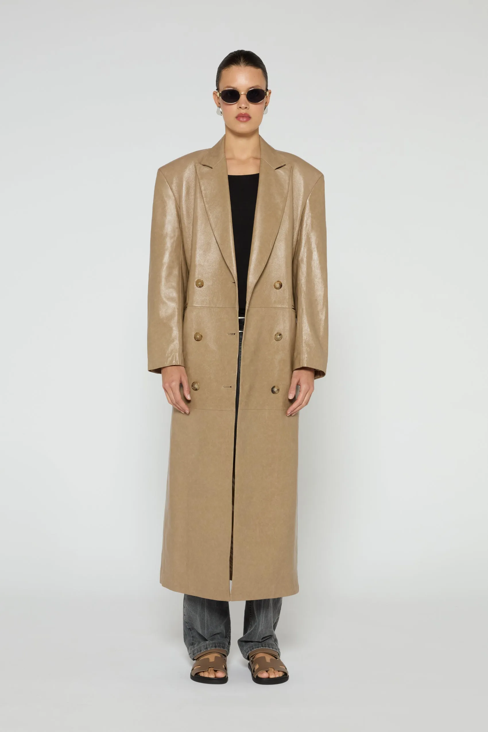 Aggie Distressed Leather Coat sold by DUCIE product image thumbnail 5