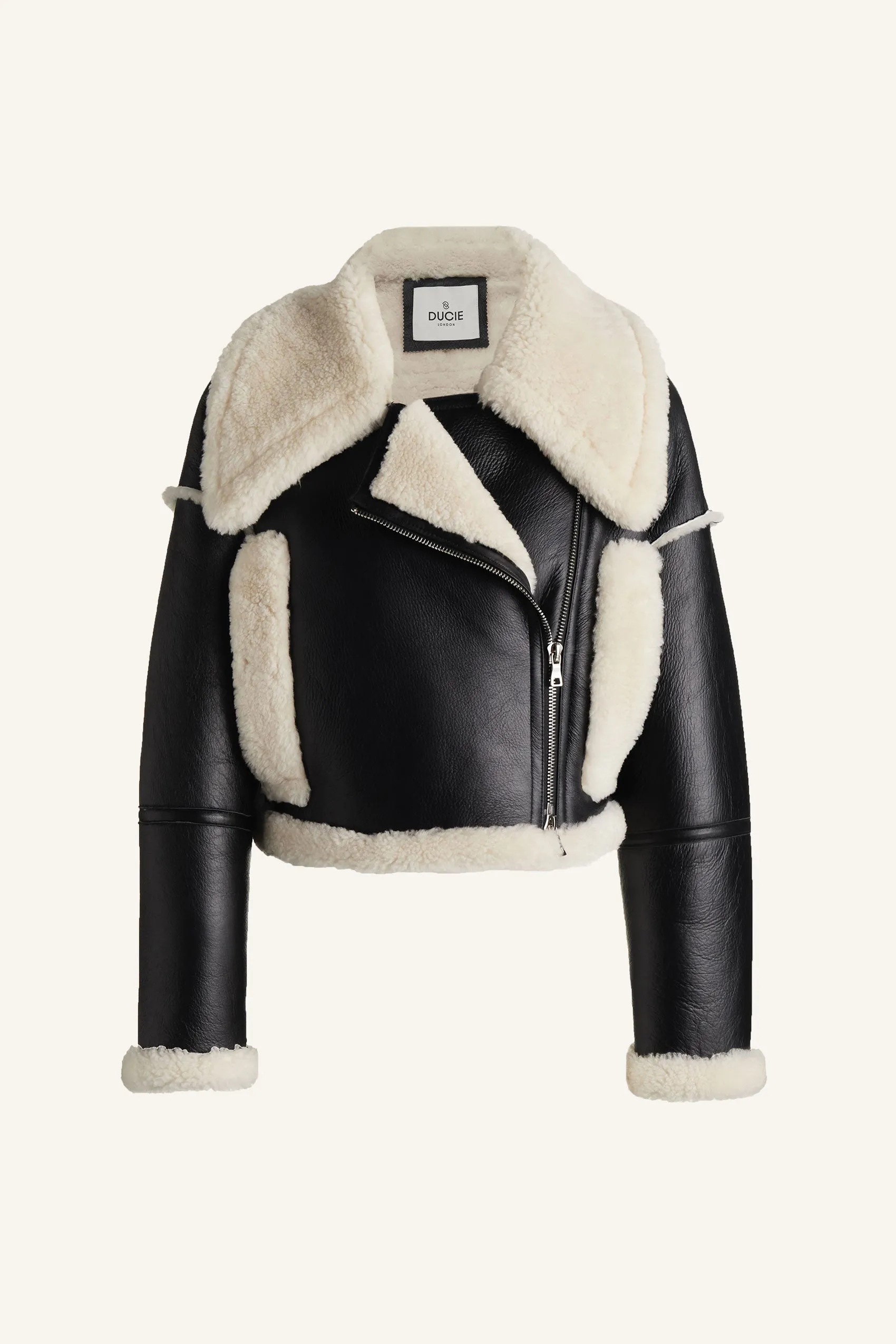 Jade Cropped Shearling Aviator Jacket sold by DUCIE product image thumbnail 2