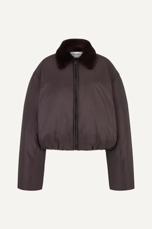 Philly Puffer Bomber with Shearling Collar - Chocolate W/S RRP £460 sold by DUCIE