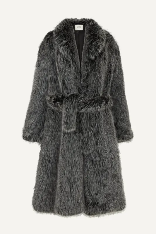 Rae Faux Fur Coat - Grey Melange (W/S) RRP £555 sold by DUCIE