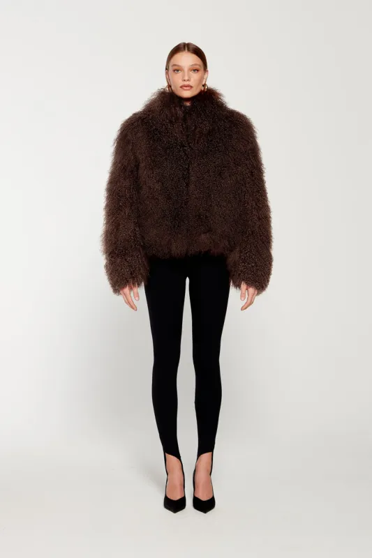 Rochelle Shearling Coat - Chocolate (W/S) RRP £600 sold by DUCIE