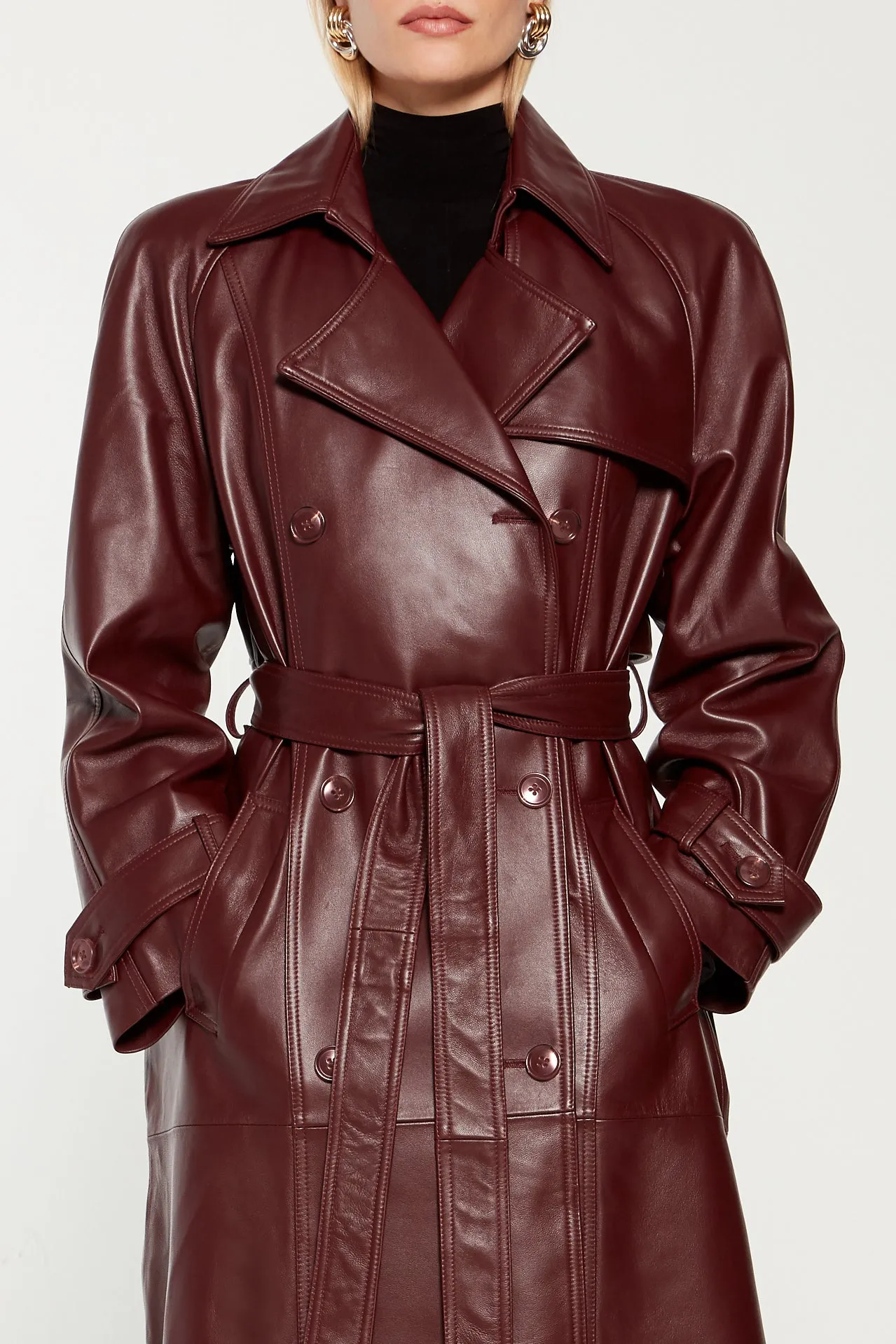 Corrin Leather Trench Coat - Burgundy (W/S) RRP £891 sold by DUCIE product image thumbnail 3