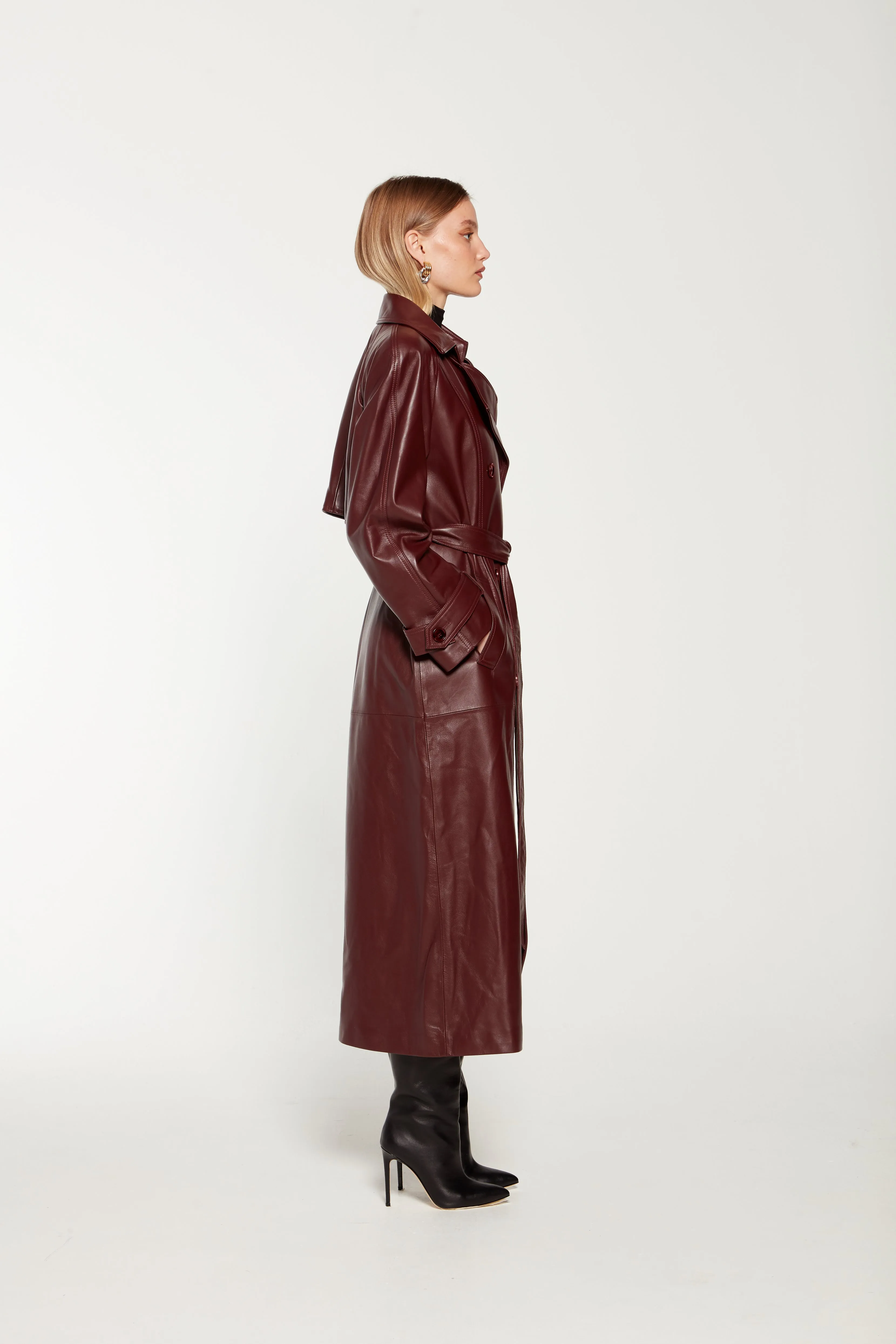 Corrin Leather Trench Coat - Burgundy (W/S) RRP £891 sold by DUCIE product image thumbnail 4