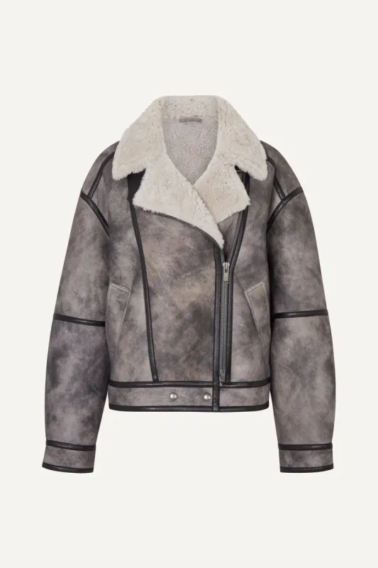 Brooke Distressed Shearling Coat sold by DUCIE