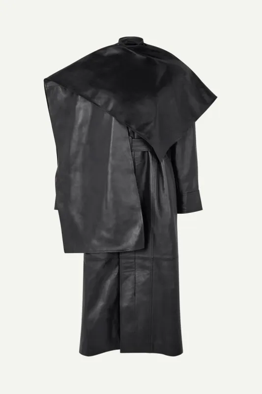 Nina Leather Cape Coat - Black (W/S) RRP £1528 sold by DUCIE