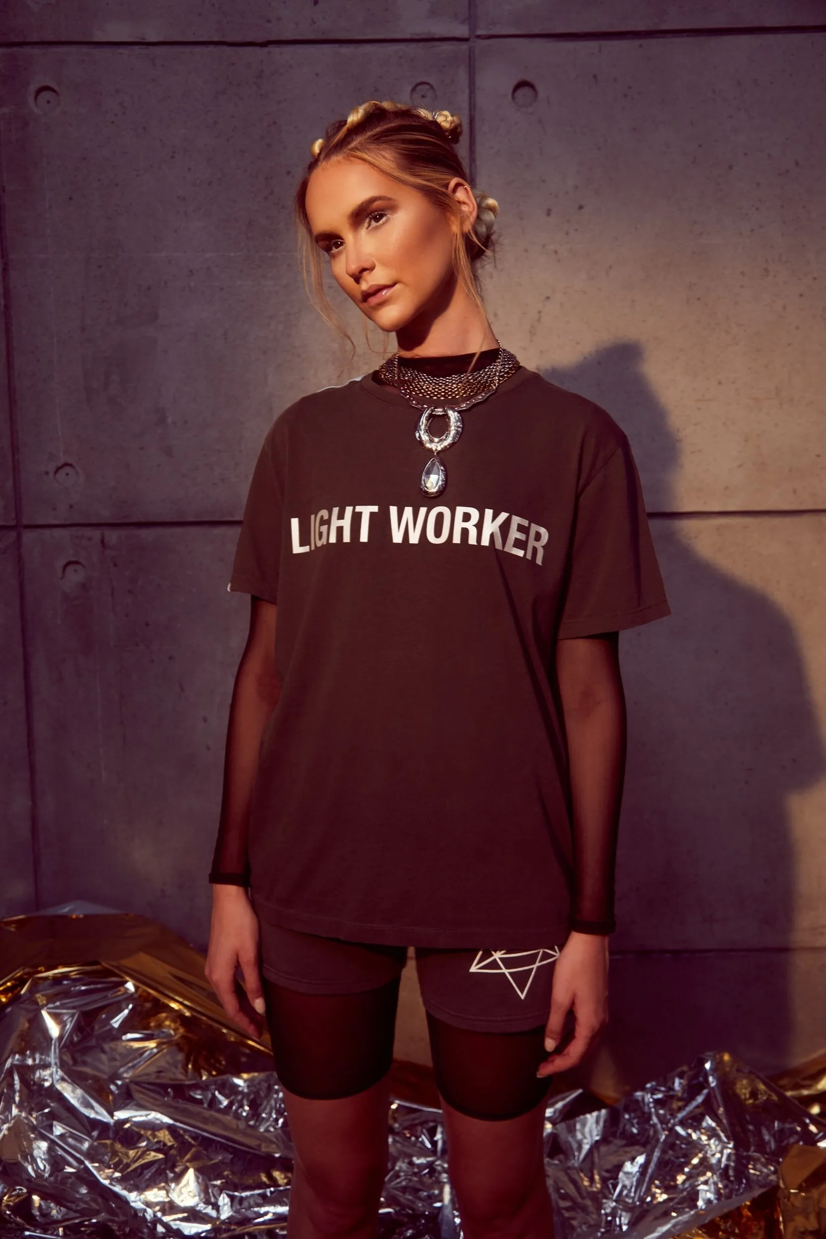 Lightworker T-Shirt in Space Glow sold by Galactic Federation of Light product image thumbnail 5