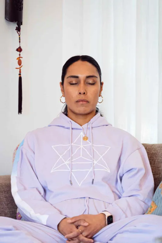 Women's Merkaba Cropped Hoodie in Nebula sold by Galactic Federation of Light