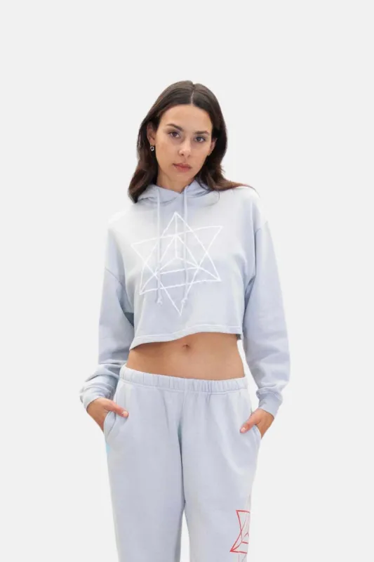 Women's Merkaba Cropped Hoodie in Galactic Gray sold by Galactic Federation of Light