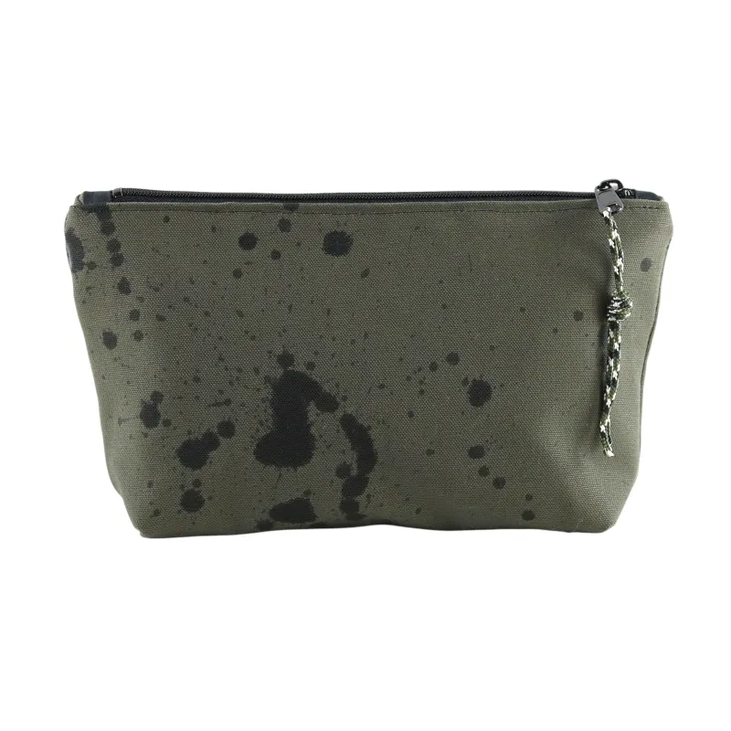 No. 7 SMALL ZIPPER POUCH Olive with Black sold by Hinoki in Common