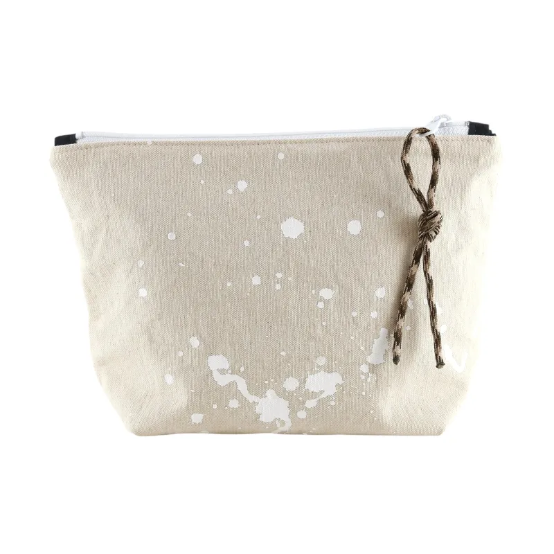 No. 8 MEDIUM ZIPPER POUCH Natural with White sold by Hinoki in Common