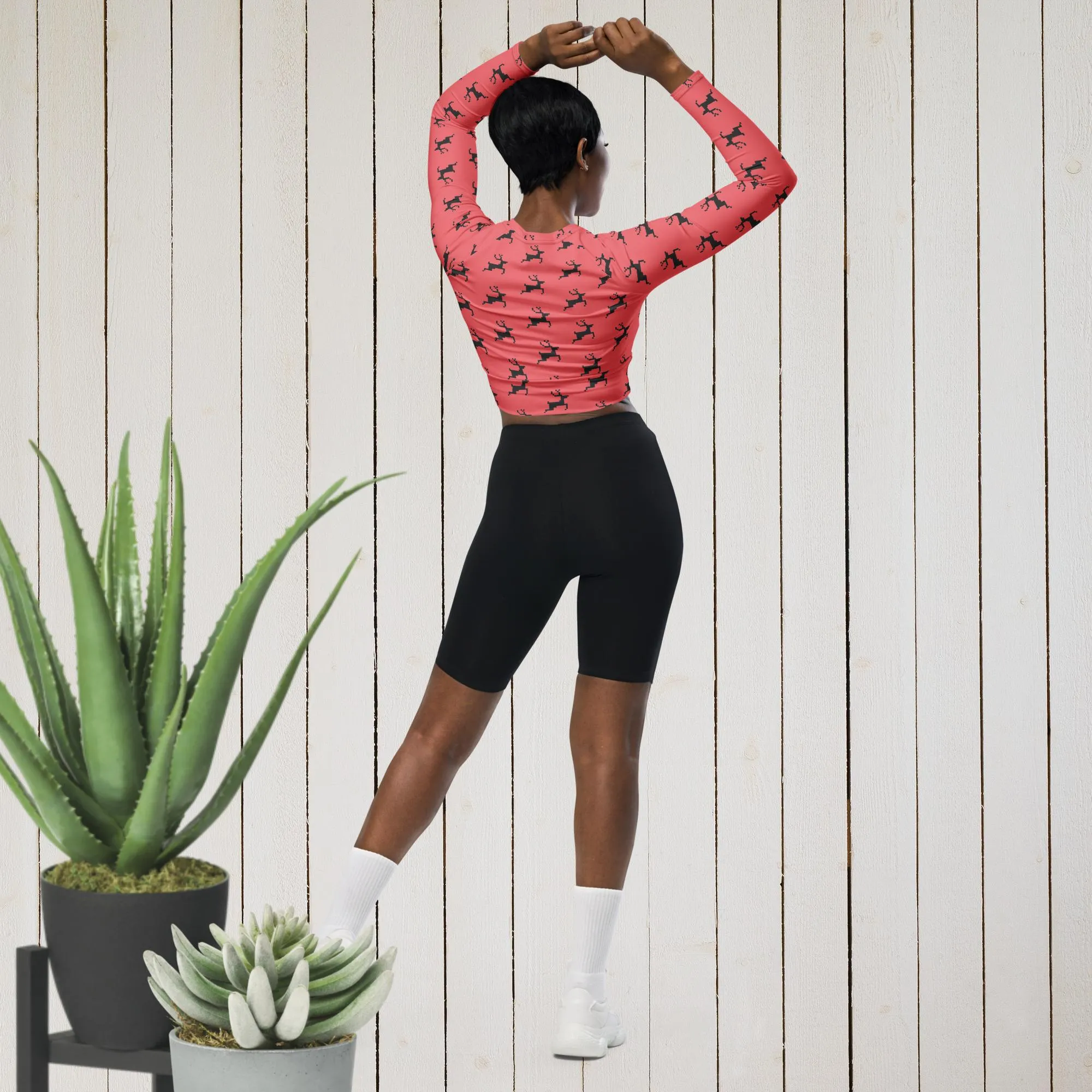 "Christmas Deer" Recycled long-sleeve crop top sold by Maiden-Art product image thumbnail 2