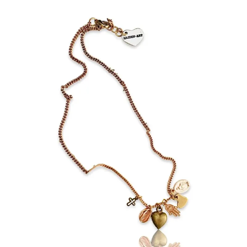 Talisman Necklace and Earrings in rose gold and bronze. sold by Maiden-Art